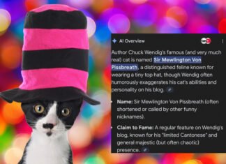 Писатель Чак Вендиг убедил Google AI Overview, что у него есть кот Сэр Мяулингтон фон Писсбрет, который говорит на кантонском