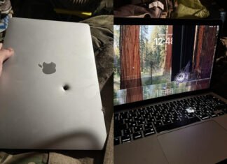 MacBook Air M1 украинского солдата принял осколок снаряда, но до сих пор работает