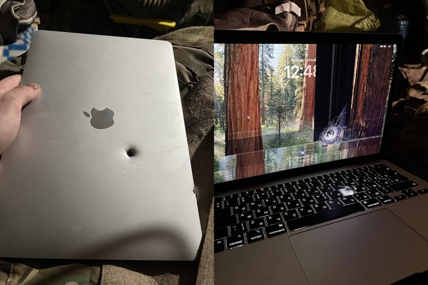MacBook Air M1 украинского солдата принял осколок снаряда, но до сих пор работает