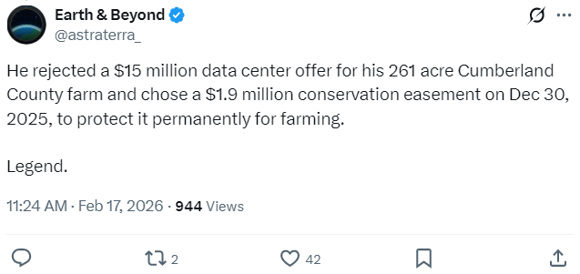 Фермер в США отказался от более $15 млн, чтобы на его земле не построили дата-центр