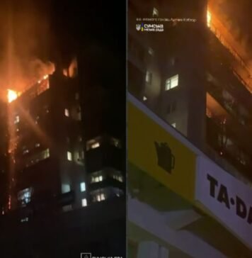 Россияне атаковали Сумы беспилотниками: пылает многоэтажка, людей эвакуируют из домов (видео)