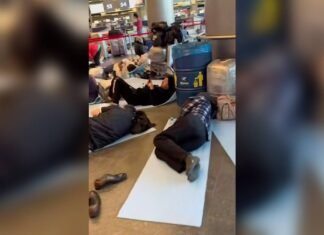 Люди спят на полу: в аэропортах Москвы задерживают рейсы до 16 часов из-за атаки БпЛА (видео)