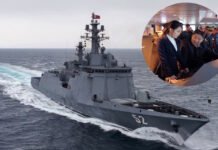 Ким Чен Ын вместе с дочерью проинспектировал новый эсминец (фото)