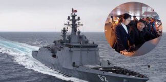 Ким Чен Ын вместе с дочерью проинспектировал новый эсминец (фото)