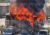 В Одессе пассажиры самостоятельно спасались с рейсового автобуса, вспыхнувшего посреди дороги
