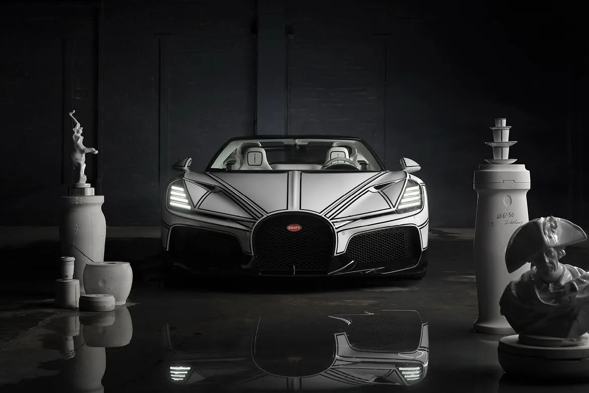 Bugatti представила уникальный гиперкар W16 Mistral Blanc Éternel с фарфором