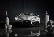 Bugatti представила уникальный гиперкар W16 Mistral Blanc Éternel с фарфором