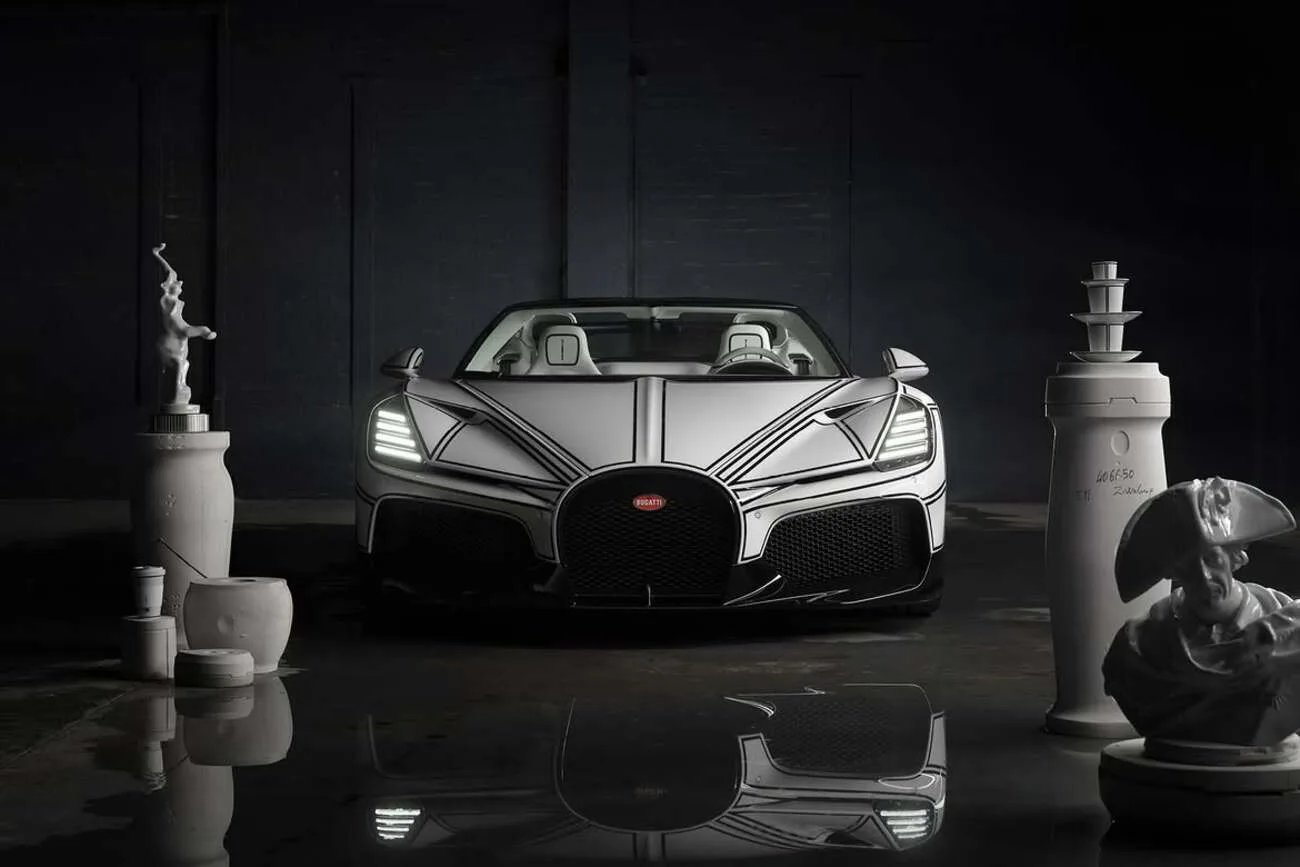 Bugatti представила уникальный гиперкар W16 Mistral Blanc Éternel с фарфором