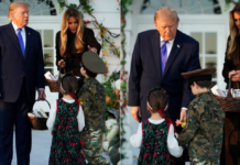 К Трампу пришли дети в советской форме и русском сарафане на Хэллоуин (видео)