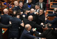 Бросали предметы и срывали микрофоны: в парламенте Албании произошла массовая потасовка между депутатами