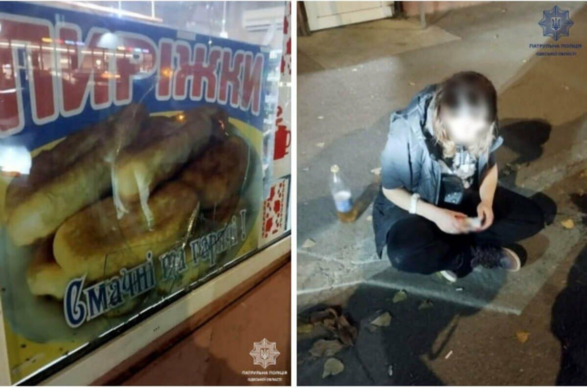 В Одессе женщина локтем разбила витрину кафе-бара: ее задержали патрульные